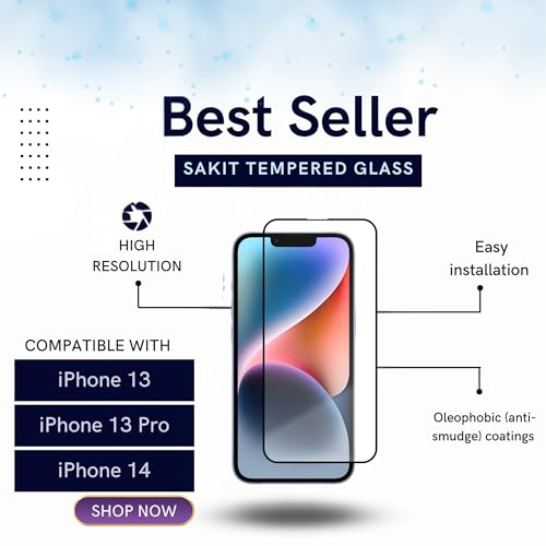 Image of UniqueMe Sakit Military-Grade Premium Tempered Glass Screen Protector for iPhone 13 /13 Pro / 14 / 16e with Edge to Edge Coverage I Case Friendly, 9H Hardness and Bubble free installation kit