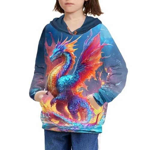 Image of WELLFLYHOM Boys Hooded Sweatshirts Hoodie Pullover Cool Graphic Crewneck Blouses Size 6-16