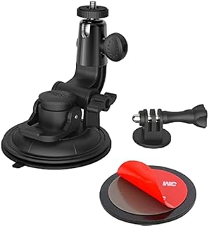 EXSHOW Camera Car Windshield Mount for GoPro, Car Dashboard Dash Suction Cup Holder, 360° Heavy Duty Action Camera Stand with 1/4-20 Thread for GoPro Akoso SJCAM Insta360 Canon Vlogging DSLR Cam etc