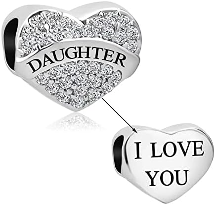 LSxAB Sparkling Clear Heart Love Charm for Mum Dad Daughter Wife Nana Sister Compatible with Pandora Charms Bracelets