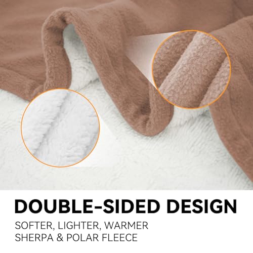 Kozeewarm Heated Throw Blanket 50"X 60 Inch Electric Blanket Sherpa & Polar Fleece With 5 Heating Levels 4 Hours Auto Off Overheating Protection Machine Washable Camel thumb #4