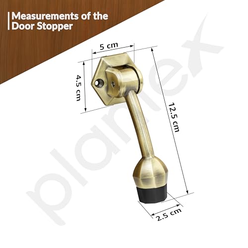 Image of Plantex Door Stopper for Main Door /5-Inch Stopper with Rubber Grip /Stoppers for Wooden Door /Stops for Door - Pack of 3 (Brass Antique)
