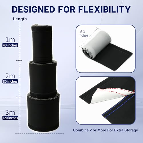 Cable Management Sleeve 10ft (120 inch) - 1.5 inch, Hook-and-Loop Cuttable Neoprene Cord Organizer, Split Wire Reversible Cord Protector for TV USB PC Ethernet Cable Hider Protect Pets Kids - Thumbnail 4