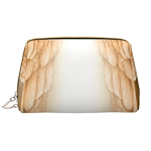 Trousse de maquillage de voyage blanche en cuir avec grande capacité
