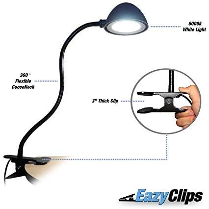 Eazyclips LED Clip on Desk Lamp - Versatile Table Light - Two Brightness Levels