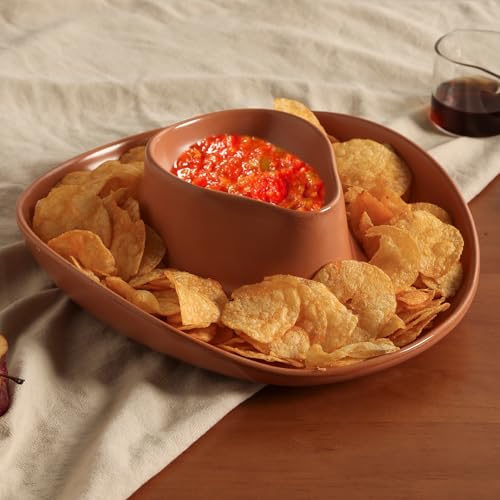 Ensemble chips et trempettes marron avec compartiment salsa intégré - 7