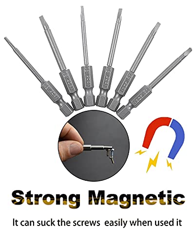 Rocaris 6 Pack 1/4 Inch Hex Shank Triangle Head Bit, S2 Steel Screwdriver Drill Set Bits Ta14, Ta18, Ta20, Ta23, Ta27, Ta30-65Mm #TOP3