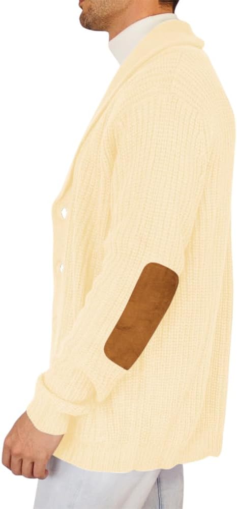 Esobo Men's Shawl Collar Cardigan Sweater Multi-Color Button Down Knitted Sweaters with Pockets - Image 2