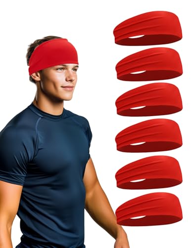 6 Pack Sport Headbands for Men & Women, Sweat Wicking Workou