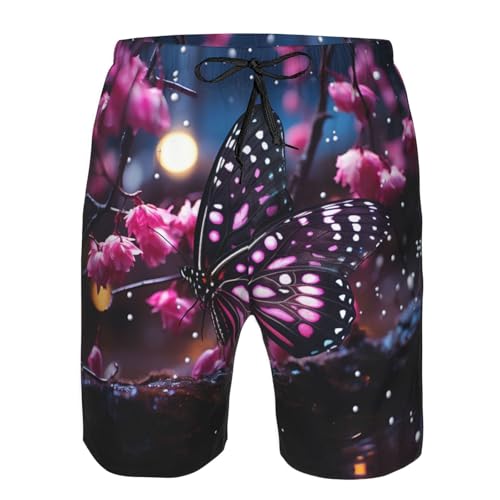 Floral Butterfly Print Mens Casual Shorts Drawstring Summer Beach Stretch Shorts Novelty Swimtrunks4