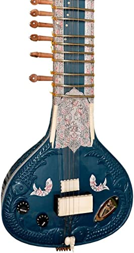 Naadh Professional Indian Musical String Instrument Electric Travel Sitar, Blue #TOP2
