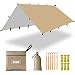 Ultraleicht Tarp 3x4 Wasserdicht Zeltplane Wasserdicht mit ösen Multifunktionales Schutz Sonnensegel für Hängematte,Wandern Picknick Outdoor (beige)
