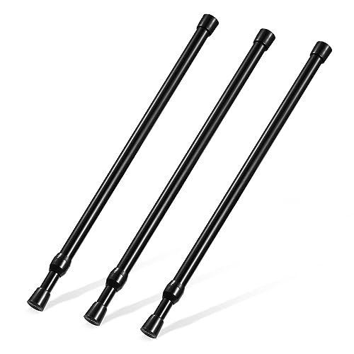 Image of Tension Rod 16 to 28 Inch, Goowin Small Tension Rod, 5 /8 inch Diameter No Drilling Expandable Short Tension Rods Spring Rods, Tension Rods for Closet, Cupboard, Hanging Clothes, 3 Pack, Black