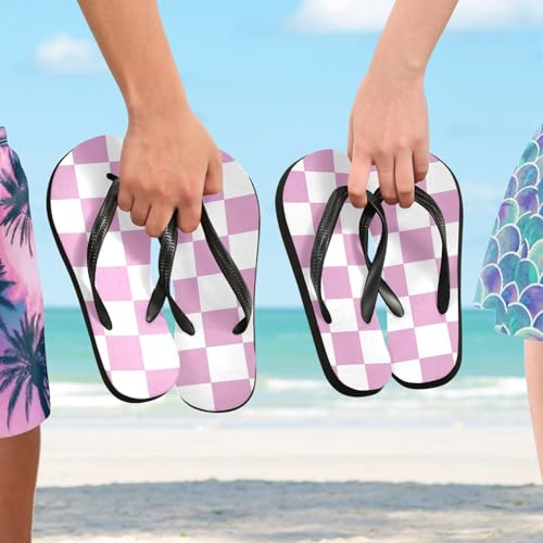 SPRIPORT Checkerboard Plaid Slim Flip Flops for Women Men Comfortable Casual Thong Cushion Sandals with Non-Slip Rubber Sole Flat Sandals for Walking Summer Beach4