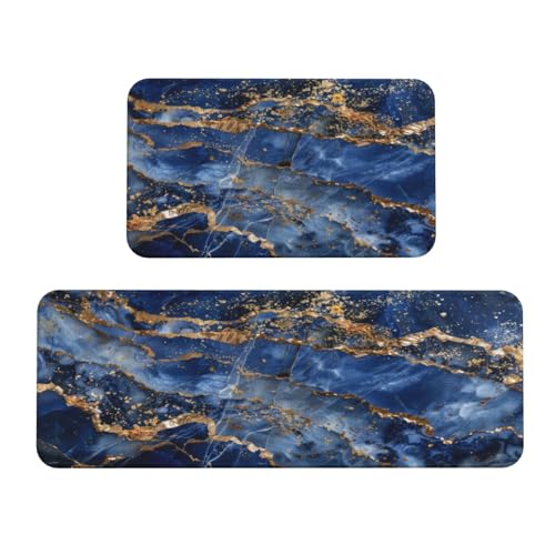 Luxurious Black & White Marble Kitchen Rugs - Microfiber Cushioned