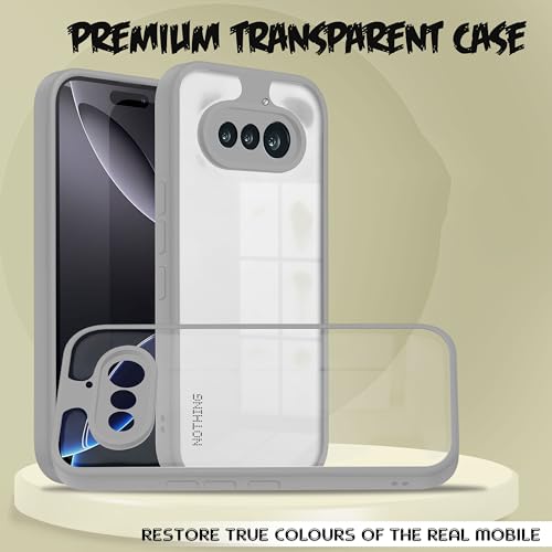 Image of V-TAN Back Cover for Nothing Phone 4A | TPU | Transparent Crystal Clear Case Compatible with Nothing 4A | Camera Protective Shockproof Mobile Cover Design (Grey)
