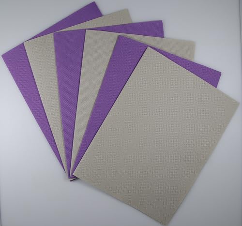 Image of KCS 6 pc of 12 inch x 18 inch(30cmx45cm) 14CT Counted Cotton Aida Cloth Cross Stitch Fabric (Pearl Grey+Lavender)
