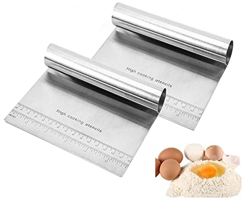 Hitopin 2 Stücke Kuchen Schaber Edelstahl Pizza Teigschaber Cutter und Gebäck Kuchen Cutter,Spatel für Torte Küchenspatel Messen Cutter für Backzubehör(Silber) Cover