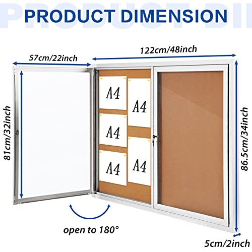 Swansea Weather Resistant Enclosed Bulletin Board Cork Displays Boards Wall Mounted Notice Case With 2 Locking Door #TOP1