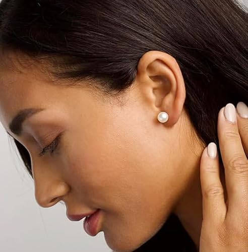 12 Pairs Composite Pearl Earrings, Hypoallergenic Mixed Sizes Simulated Round Ball Pearls Earrings Stud, Lightweight JJewelry Set for Women2