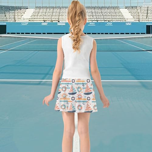 visesunny Girl's Golf Skirt Athletic Solar Sail Anchor Tennis Skort Sport Activewear with Double Layer Pockets3