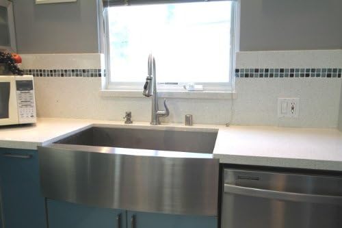 36 Inch Stainless Steel Single Bowl Curved Front Farmhouse Apron Kitchen Sink 16 Gauge