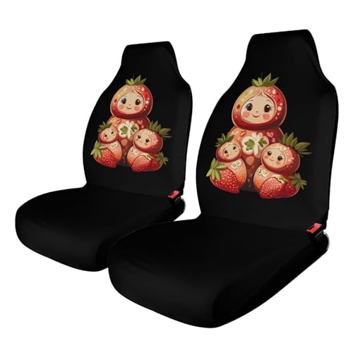 Matryoshka Russian Strawberry Nesting Doll Car Seat Covers Universal Car Front Seats Protector Auto Interior Accessories 2PCS