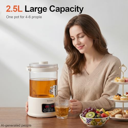 Image of Kawu Electric Kettle, 7-in-1 Hot Water Dispenser Health Pot for Tea Coffee | 2.5L Glass Tea Kettle with Temperature Control, 24H Keep Warm, BPA Free, Water Warmer for Home Office Kitchen