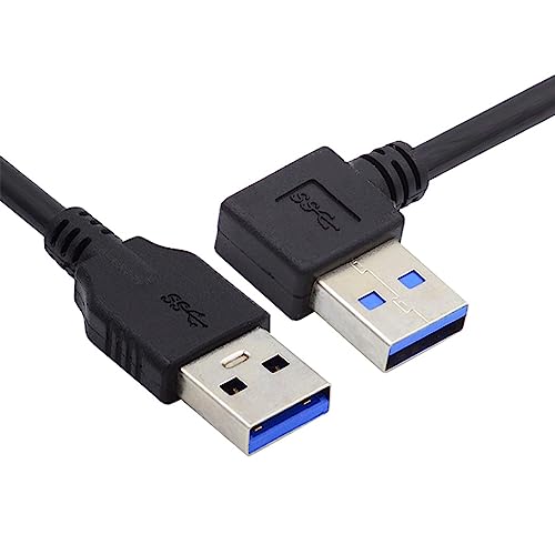 NFHK 90 Degree Right Angled USB 3.0 A Type Male to Straight A Type Male Data Cable 40cm, Black, 40 cm