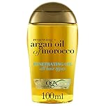 OGX Renewing Olio di Argan del Marocco, Olio di argan per capelli morbidi, setosi e luminosi, Olio per capelli con formula rinforzante e anti-crespo, 100 ml