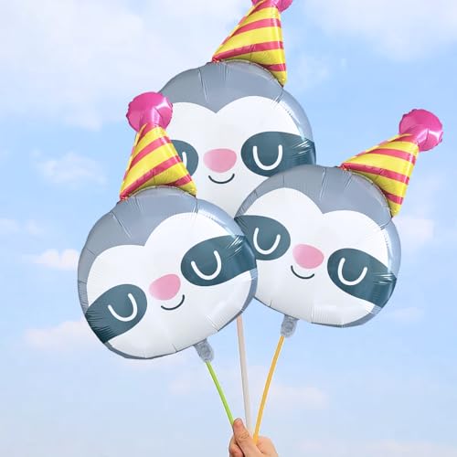 Image of Sloth Balloons Sloth Foil Birthday Balloons Animal Balloon 2pcs | Jungle Themed Balloon Kids Birthday Party Supplies Baby Shower Party Decoration
