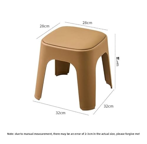 X psblty 積み重ね可能なプラスチックスツール ソフトパッド入りシート付き 軽量 ポータブル フットレストスツール リビングルーム 寝室 キッチン オフィス用 (ホワイトスペルカーキ) [3]