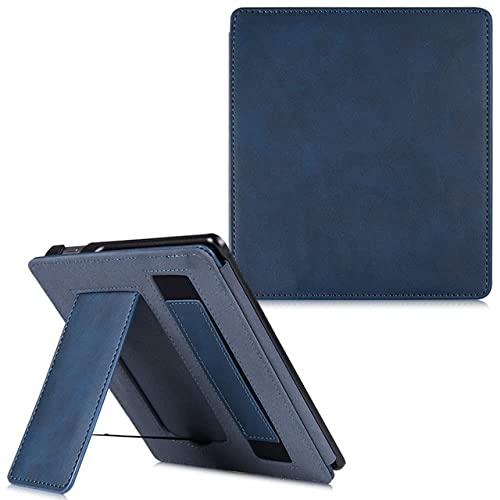 WunM Studio CE Kindle Oasis Ereader Case Mit Standfuß (7 Zoll 9. Generation Und 10. Generation) - Schutzhülle Aus Pu-Leder Mit Handschlaufe, Dunkelblau, Kindle Oasis 9 Cover