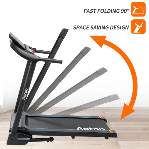 ACCPO Treadmill for Home, Max 2.5 HP Electric Folding Treadmills for Running and Walking Jogging Exercise with LED Display,12 Preset Programs Running Machine,300 LBS Weight Capacity (Black)