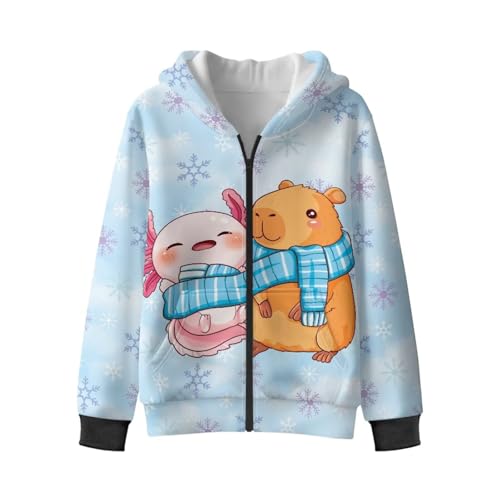 WELLFLYHOM Kids Graphic Hoodie for Girls 6-16 Fleece Lining Hooded Zipper Sweatshirts Long Sleeve Sweater Tops with Pocket4