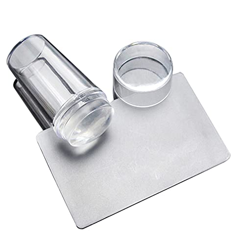BEAUTYBIGBANG Tampon en silicone transparent pour nail art stamping avec grattoir pour Art d'ongles dessin à ongles Tiktok French mani stamper Cover