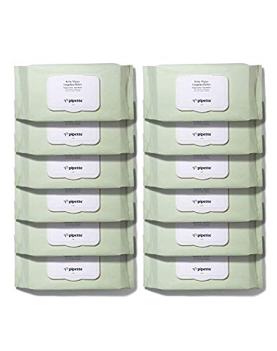 Pipette Baby Wipes with Renewable Plant-Derived Squalane (Fragrance-Free) (50 Count (Pack of 12))