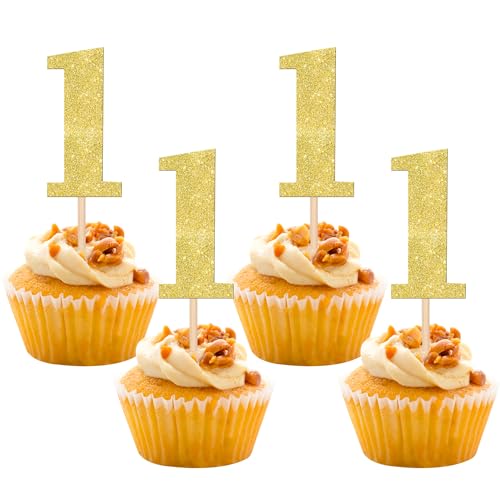 30 Pcs Number 1 Cupcake Toppers Glitter 1st Birthday
