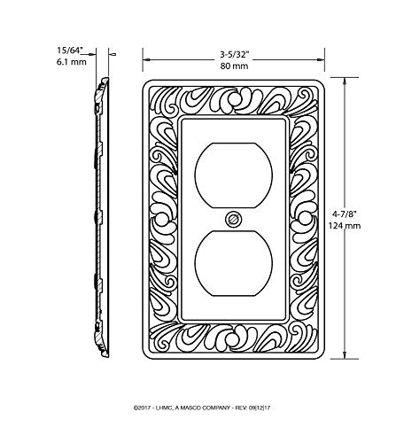 Franklin Brass 64044 Paisley Single Duplex Outlet Wall Plate / Switch Plate / Cover, Brushed Satin Pewter #TOP7