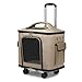 Cat Carrier Handbag Pet Rolling Carrier with Universal Wheels for Large Cats Puppy, Khaki