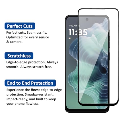 Image of AIBEX Tempered Glass for Motorola Moto G35 (6.72 Inch) / Realme C63 5G | 9H Hardness | Anti-Fingerprint | Water Resistant | Edge-to-Edge Full Screen Protector | Bubble-Free Installation