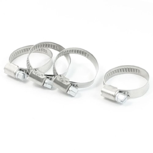 Aexit Cut Out Clamps 12mm Wide Adjustable Stainless Steel Worm Gear Hose Clamp 21-38mm Strap Clamps 4 Pcs