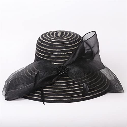 Chapeau de soleil à grand bord pour femme avec nœud élégant