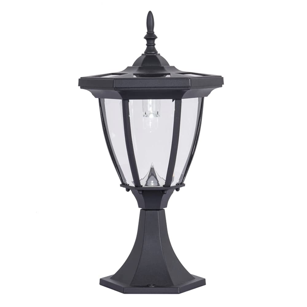 18-calowe zewnętrzne oświetlenie solarne LED, pojedyncze filary europejskie retro z podstawą montażową na molo, wodoszczelna konstrukcja antykorozyjna IP65, odlew aluminiowy lampion tak