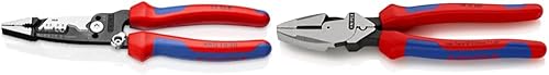 KNIPEX Tools 13 72 8 - Pelacables forjados, 8 pulgadas y 9.5 pulgadas, alicates de lineman de apalancamiento ultra alto con extractor de cinta de