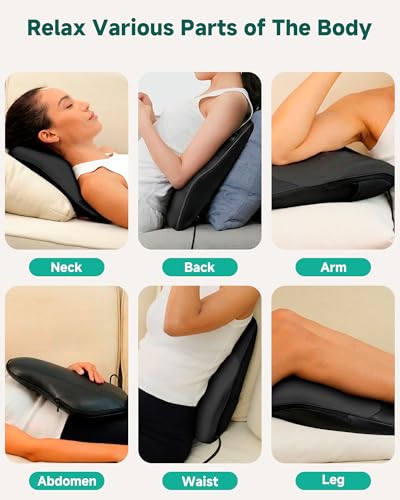 Image of Snailax Shiatsu Back Massager with Heat, Neck Shoulder Massager for Pain Relief Deep Tissue, 4D Kneading Back Massage Pillow, 3 Speed /3 Modes Portable for Home Office Car Use