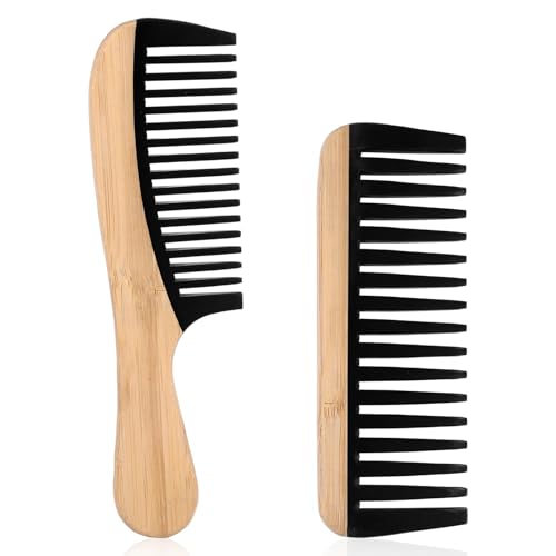 Peines de Madera de Dientes Anchos, Pack de 2 miniatura 1