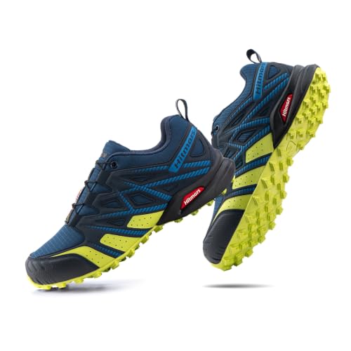 Hitmars Chaussures Trail Running Homme Femme Laçage Rapide Bleu 43 | Chaussures de Trail Randonnée Trekking Running Multisports, Semelle Antidérapante, Laçage Rapide, Tige Déperlant Respirante