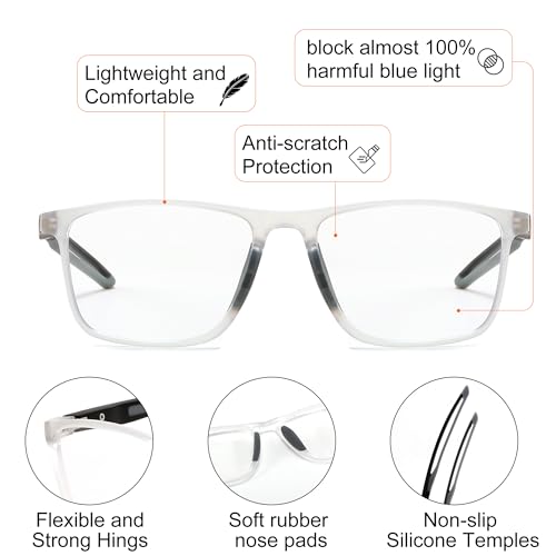 Image of FEISEDY Blue Light Glasses for Women Men TR90 Sports Ultra-Light Glasses Anti Glare UV Protection B0109