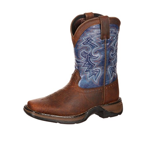 Durango Unisex DWBT053 Western Boot, dark brown/blue, 4 M US Big Kid